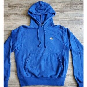 Champion Reverse Weave Blue Heavyweight Hoodie Sweatshirt Pullover Sz S